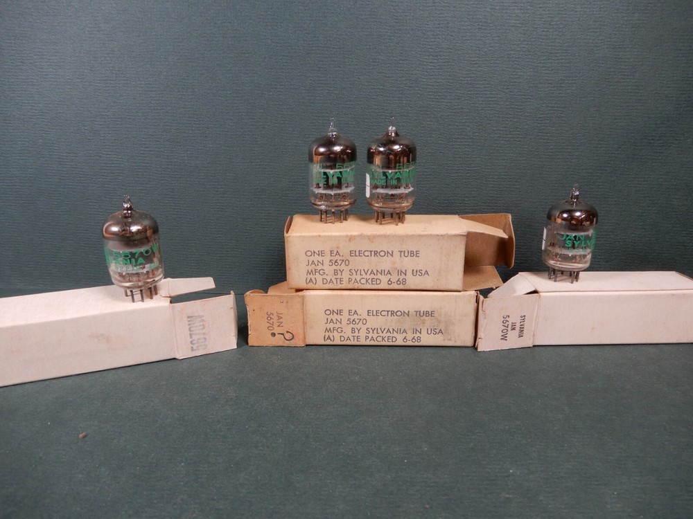Sylvania JAN 5670 & 5670W Vacuum Tubes (4) Amplitrex Tested Strong 89-98% Gm