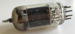 GE 12AX7 7025 Tube Long Gray Plates Top Getter USA Tested Good Vtg w/ Orig Box