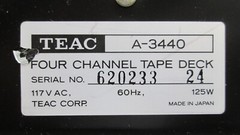 TEAC A-3440 4 Channel Reel to Reel Tape Recorder w/ Manual