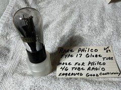 PHILCO TYPE 17 globe tube Mesh Plate For Model 46 Radio ENGRAVED BASE Test GOOD