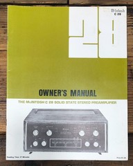 McIntosh C28 C-28 Preamp / Preamplifier Owners / User Manual *Original*