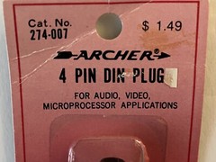 Radio Shack 4 Pin DIN Plug 274-007 Tandy Archer 🔥NEW NOS💥
