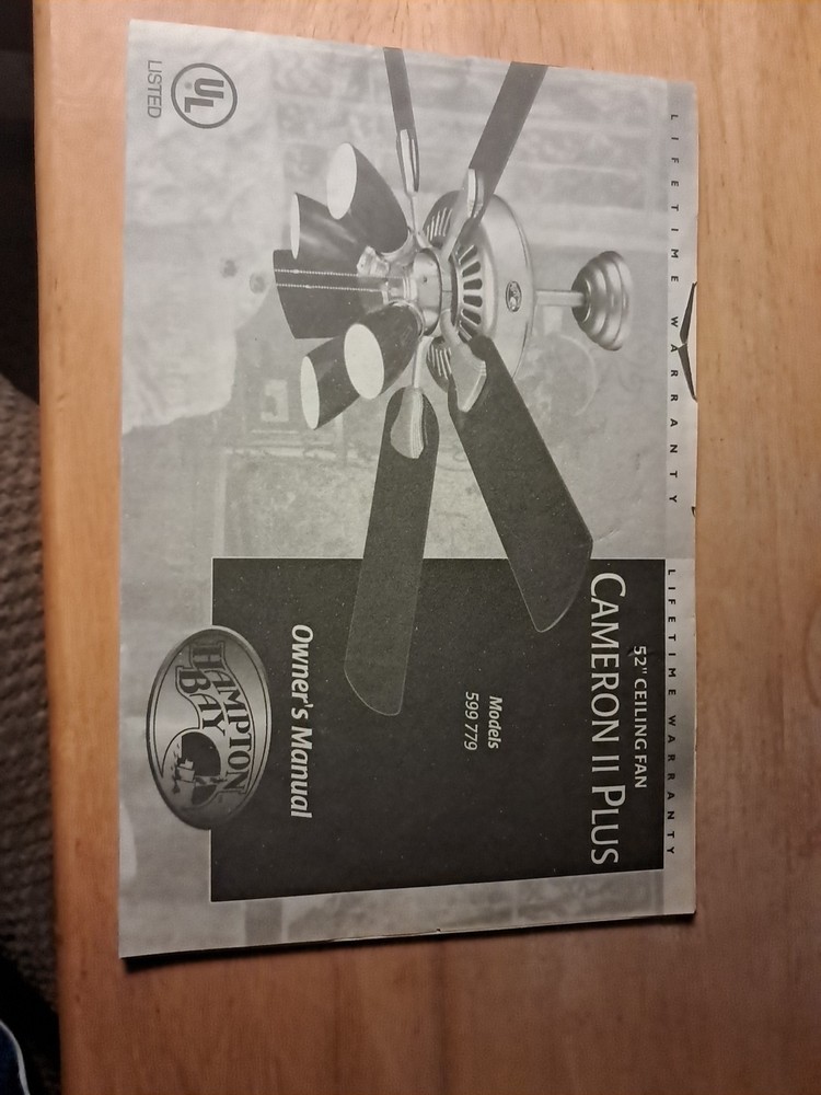 Owner Manuals Hamilton Bay Cameron II Plus 52″ Ceiling Fan Vintage