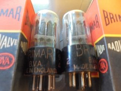 BRIMAR 6SL7GT PAIR OF OLD STOCK GREY PLATE TESTED BRITISH VINTAGE VALVES TUBES