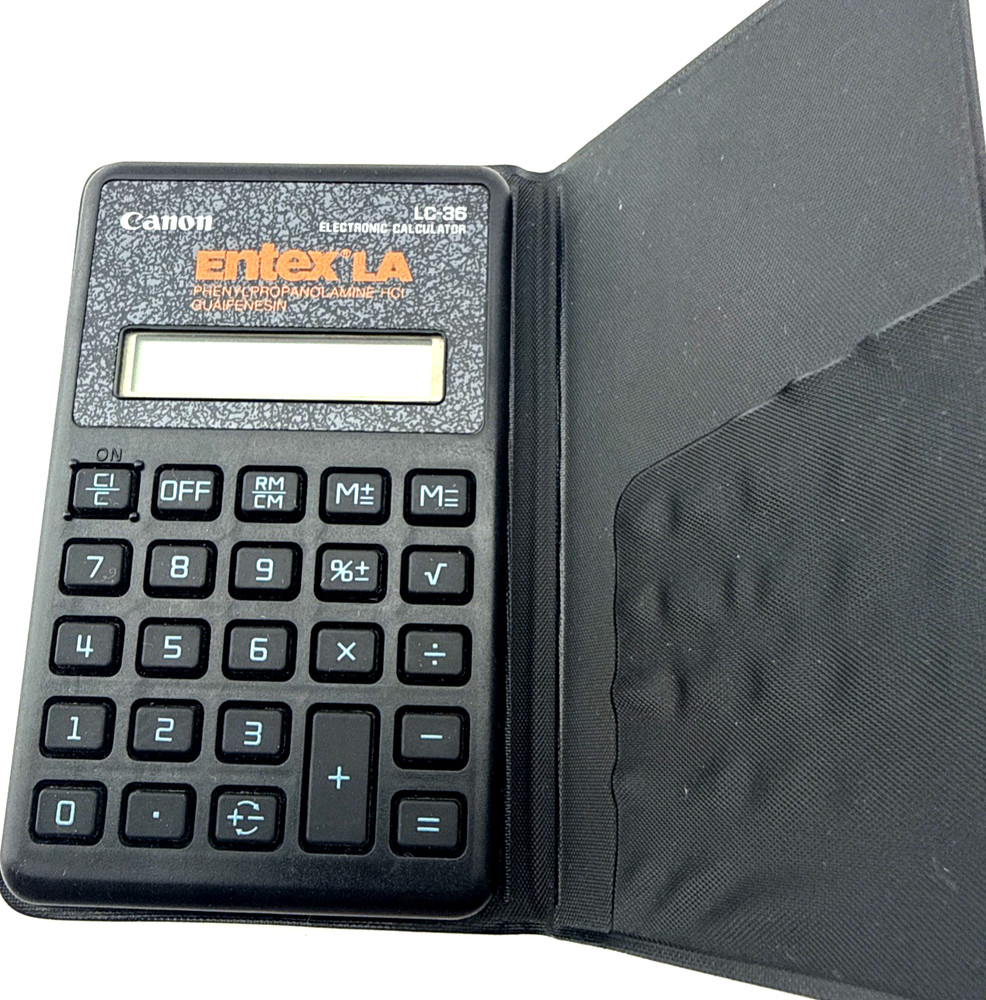 Canon LC-36 Entex LA Vintage Electronic Calculator with Case Taiwan