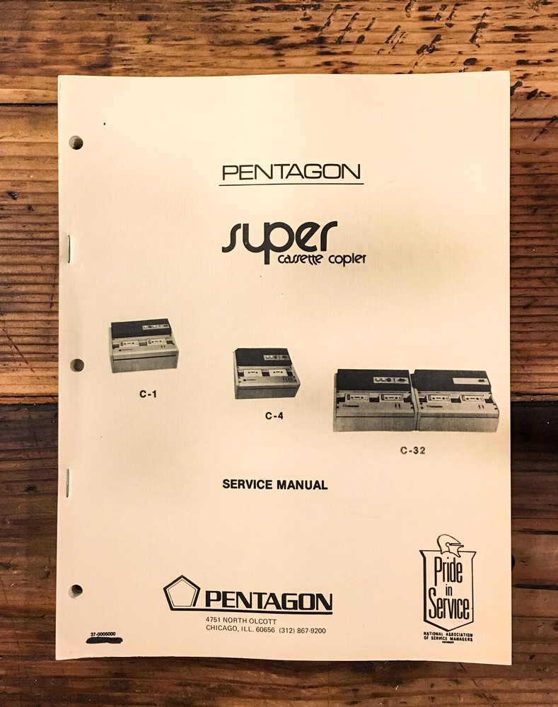 Pentagon Industries C-1 C-4 C-32 Cassette Copier Service Manual *Original*