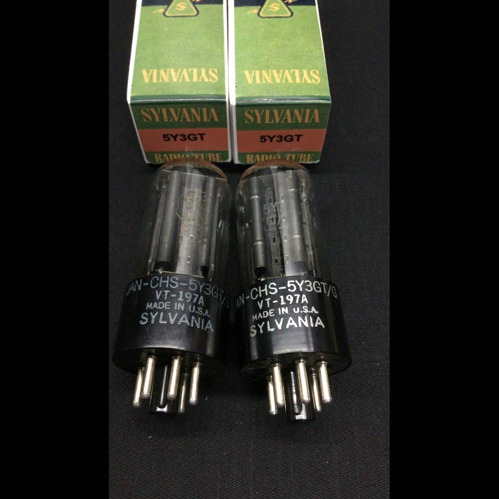 GREAT PAIR SYLVANIA JAN CHS 5Y3GT VT-197 Radio Rectifier VACUUM TUBES O.9761