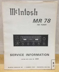 McIntosh owner and service manual MR71 MR78 MR7083 MAC1700 original book tuner