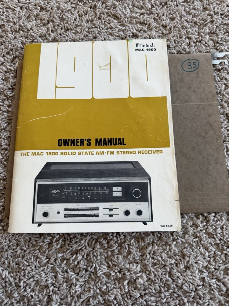 McIntosh MAC 1900 Owner’s Manual & Service Info AM/FM Solid State Receiver