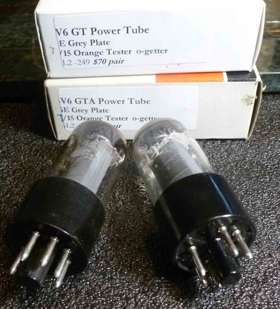 Pair GE Grey Plate 6v6 GTA Power Tubes 7/15 on the Orange Tester