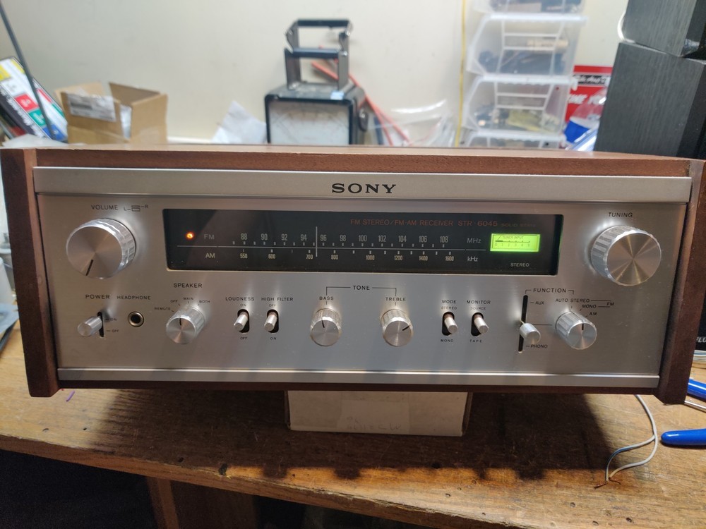 Sony STR-6045 wood cabinet AM/FM Stereo Receiver 1971 Vintage Serviced See Video