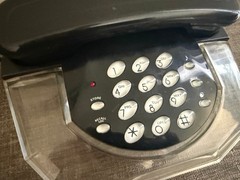 Vintage Tisonic model PT-61 Clear/Black Desk Telephone *Untested/Read*