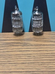 12AX7 ECC83 GE Tube Pair Gray Plate O Get Guitar Tube Amp TV7 Tested Strong 87%