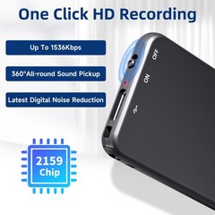 64GB Mini Voice Recorder 1536kbps Clear Recording Device with AI Noise Reduct…