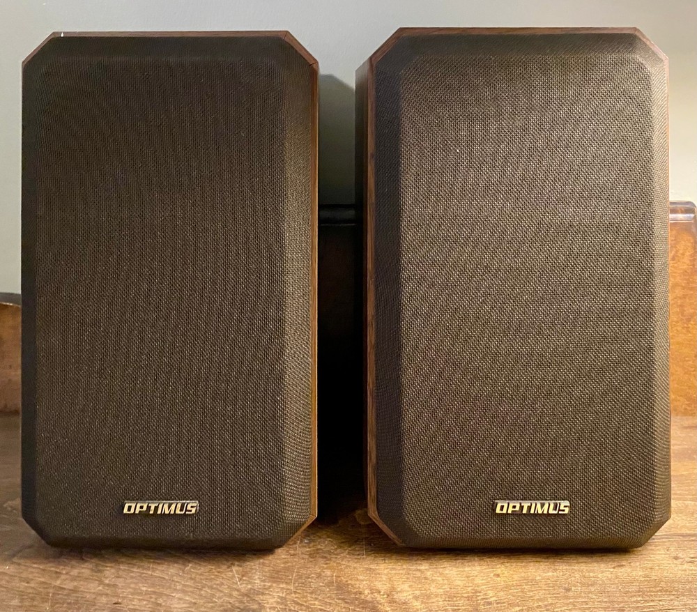 OPTIMUS STS 50AV 40-8230 SPEAKER PAIR WOOD GRAIN BROWN 8 OHMS 40W RMS MALAYSIA