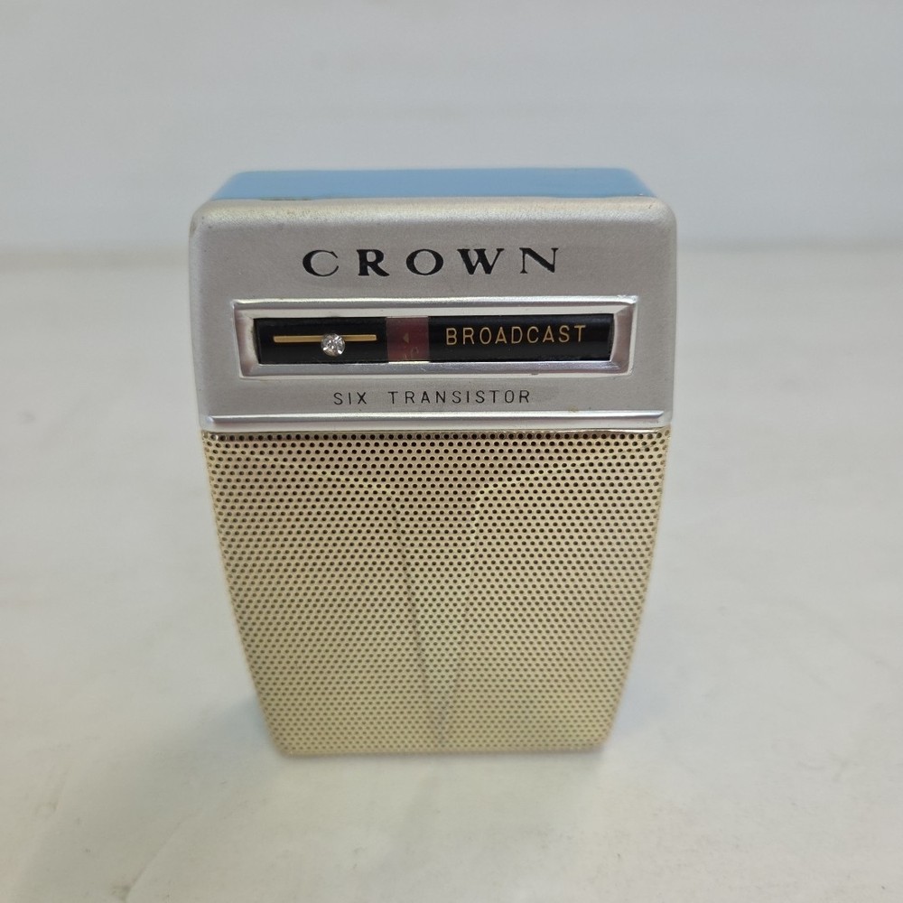 Vintage Crown 6 Transistor AM Radio 1950s Rare Sky Blue Made in Japan VG
