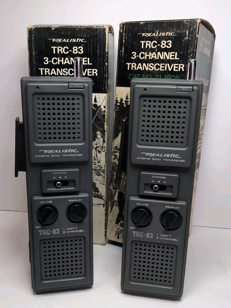 2 Realistic TRC-83 3 Channel Transceiver No. 21-1605 Original Boxes both tested