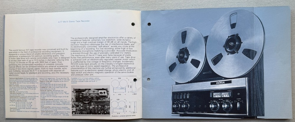 Super Rare REVOX FULL LINE BROCHURE Early 70’s A77 A700 A720 and more many pages