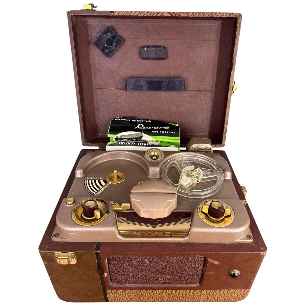 Revere Model T100 T-100 Reel To Reel Tape Recorder Player W/ Microphone & Manual