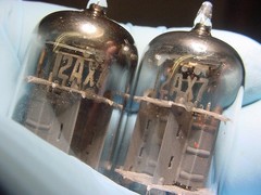 SYLVANIA 12AX7 ECC83 TUBE PAIR (circa 50s square getter TESTED STRONG) ***