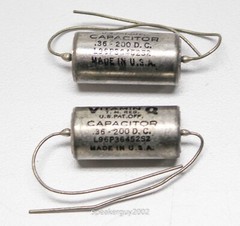 Pair Sprague Vitamin Q PIO Capacitors / .36 uf 200 VDC / L96P36452S2 — KT