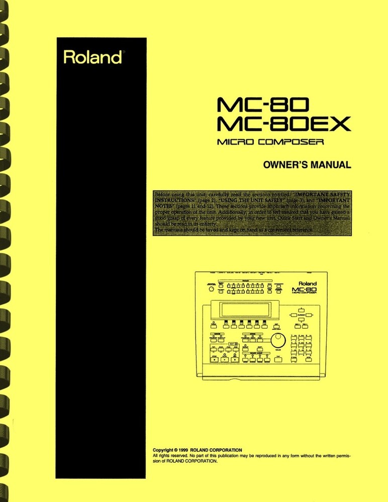 Roland MC-80 MC-80EX Micro Composer OWNER’S MANUAL