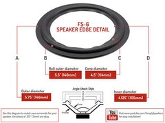 6″ AC Delco Door Speaker 15757321, EASA16P28BL-4 Repair Kit FSK-6-4 (4 PACK)