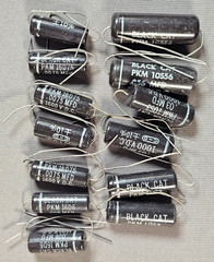 Lot of 13 Cornell Dubilier Black Cat Capacitors, 4 values NOS