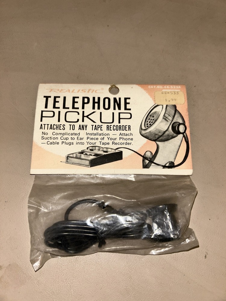 Vintage Realistic Telephone Pickup Suction Cup Mic for Tape Recorders 44-533A