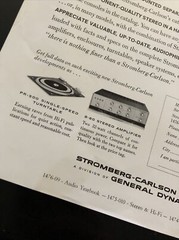 1961 STROMBERG CARLSON PR-500 Turntable 8-80 Amplifier ADVERTISING SHEET