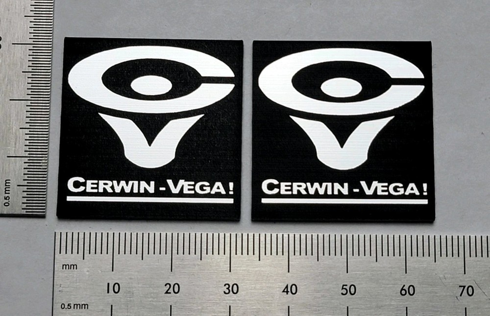 CV Cerwin Vega Premium Speaker Badge Logo Emblem 1.25″ Square Pair With Adhesive
