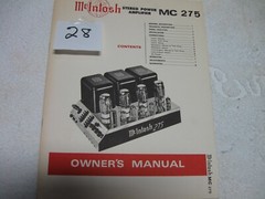 McIntosh MC-275 Original Owners Manual