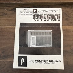 VTG AIR CONDITIONER MANUALS /GE FASHIONETTE & JC PENNEY PENNCREST 1970s