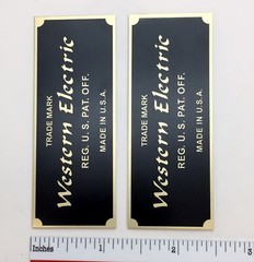 Western Electric Badge Logo Custom Made Aluminum PAIR Silver or Gold