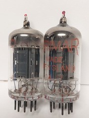 ECC82 12AU7 Brimar Black Plates Red Tip Selected Pair