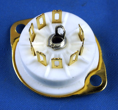 TUBE SOCKET #1 – 9 Pin Miniature Ceramic – Chassis Mount – Gold – USA Ships