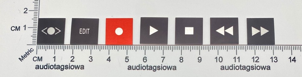 Otari MX55 Tape Recorder Function Button Cover Inserts Full Set of 7 Self Stick