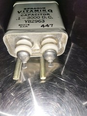 Vintage Sprague Vitamin Q Capacitor .1 3000 D.C. Y82963 #447