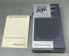 Centurion AM Deluxe E101 Pocket Radio High Performance 3.5mm Phone Jack – Gray
