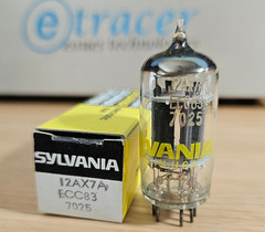 7025 SYLVANIA 17MM PLATE VINTAGE TUBE 12AX7 NOS NIB (1973) *eTRACER* #12L