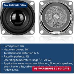 MakerHawk 2″ 4 Ohms 3W Full Range Audio Speaker Stereo Woofer Loudspeaker for Ar