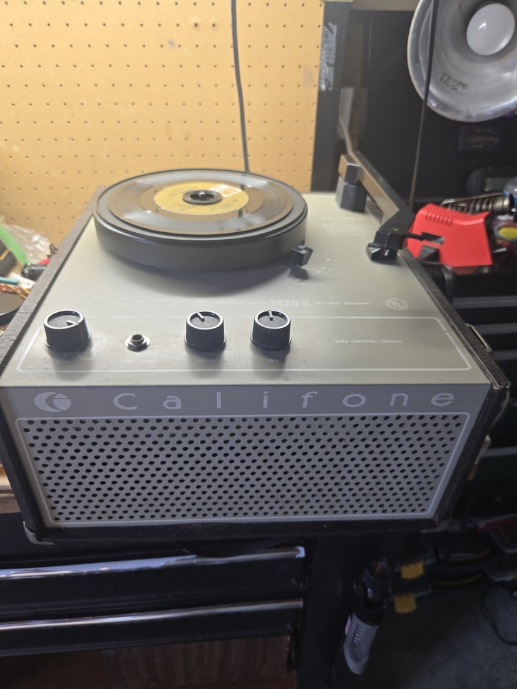 TESTED Califone 1420K Record Player Portable Vinyl Turntable. See Video
