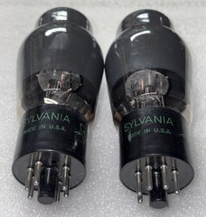 Matched Pair Sylvania 6L6G Smoke Glass Vacuum Tubes Amplitrex NOS Same Dates