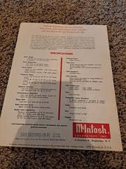 Original McIntosh MC 240 Tube Amplifier Dealer Spec Sheet