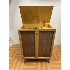 Vintage Zenith High Fidelity Record Player Console Mid Century Modern Cabinet 50