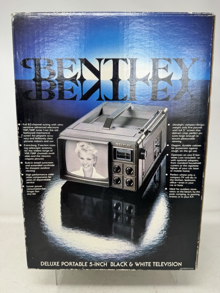Bentley Deluxe Portable 5-Inch Black & White Television Model 100C New Open Box