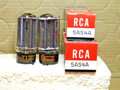 A MATCHED PAIR OF RCA 5AS4A BLACKPLATE NOS/NIB VACUUM TUBES