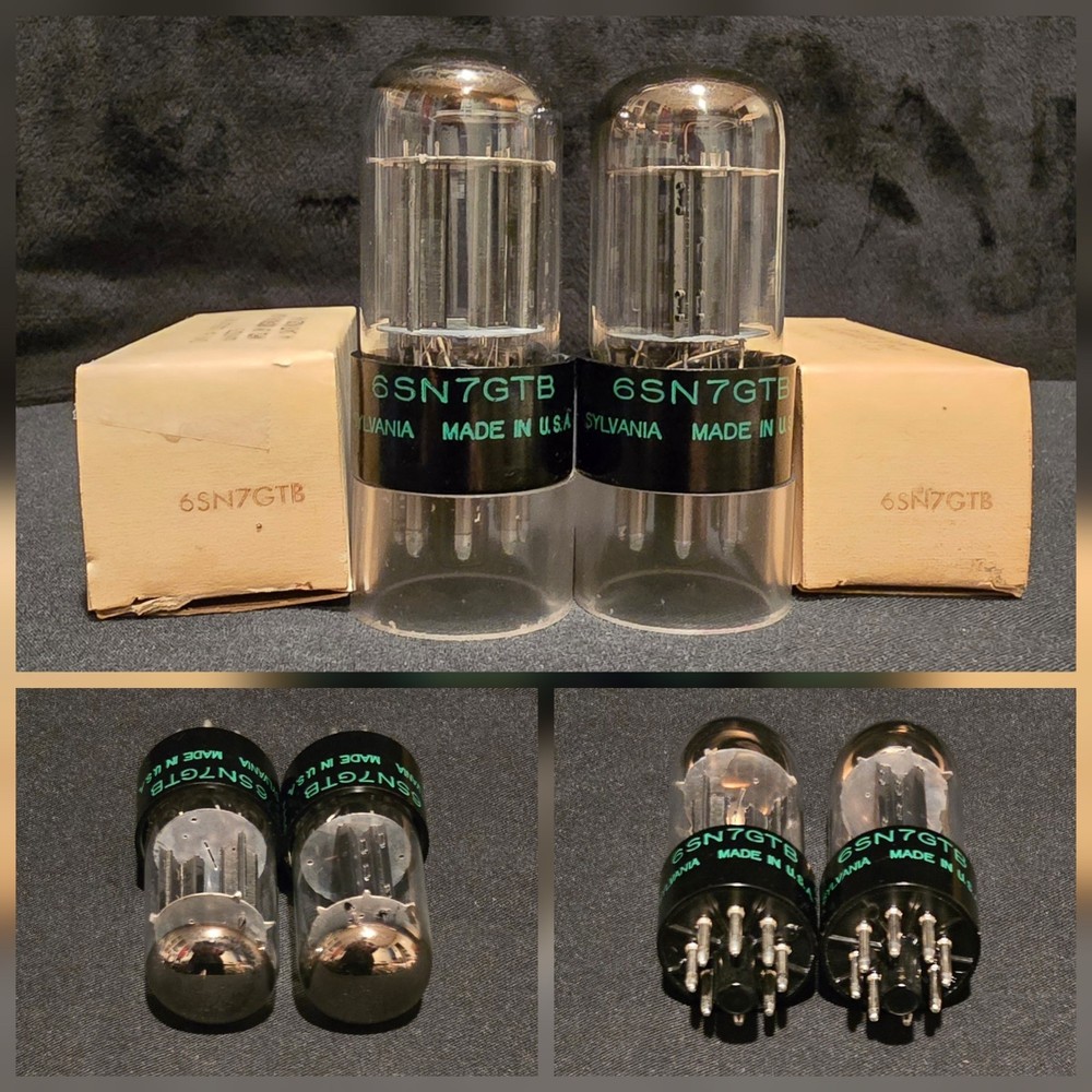 SYLVANIA 6SN7 GTB TUBE 1968 CHROME TOP HALO BLACK V PLATES MATCHED SET