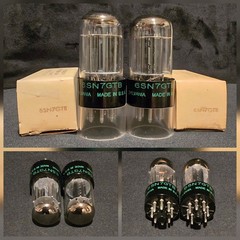SYLVANIA 6SN7 GTB TUBE 1968 CHROME TOP HALO BLACK V PLATES MATCHED SET