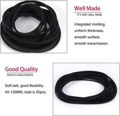 50Pcs High-Quality Recorder Rubber Belts 40-135 MM for Vintage Audio Repair